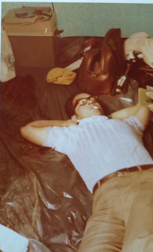 Carin’s vader slapend, foto uit jaren 70